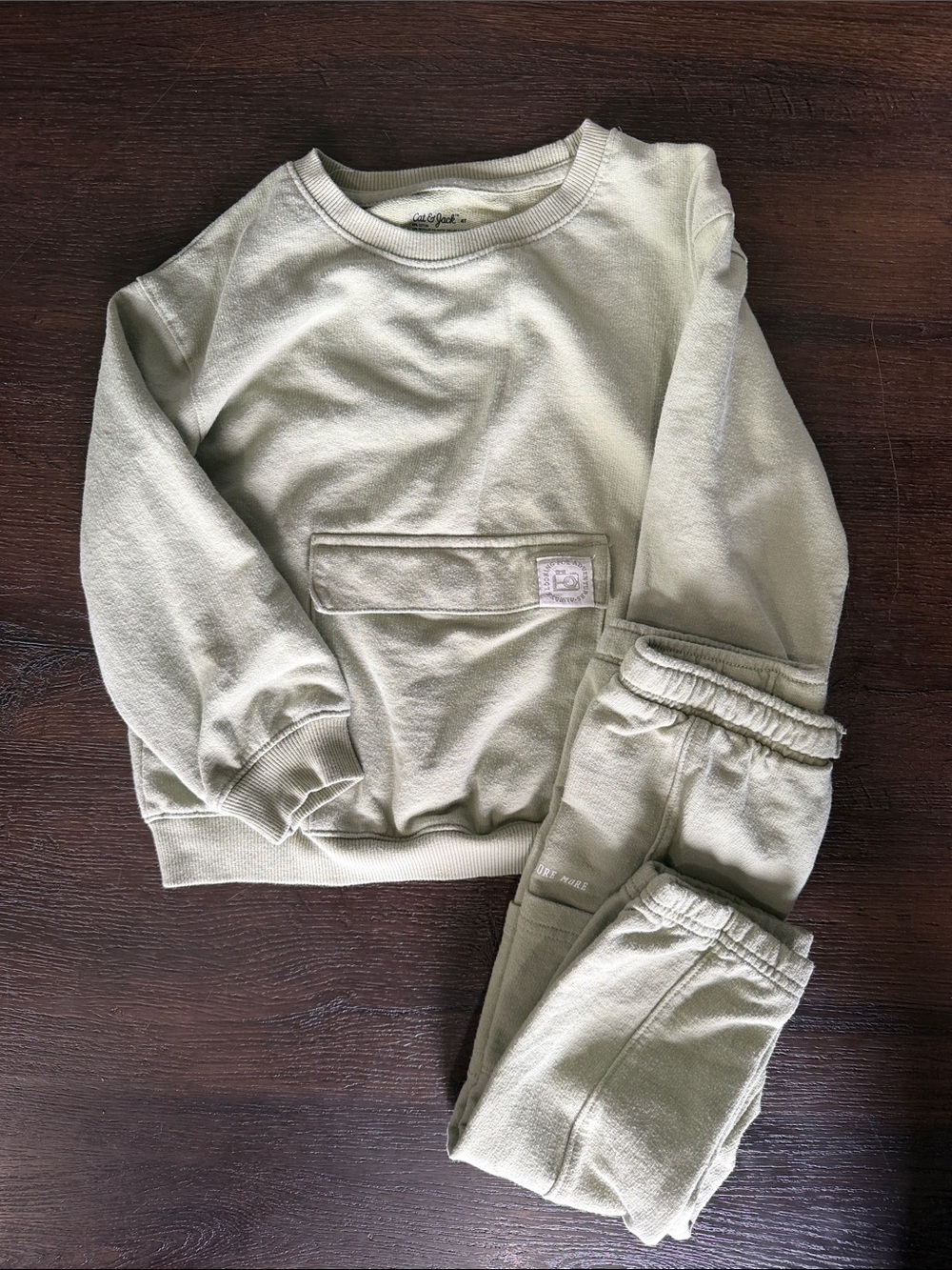 Cat & Jack Light Olive Green Kids Sweatshirt & Jogger Set